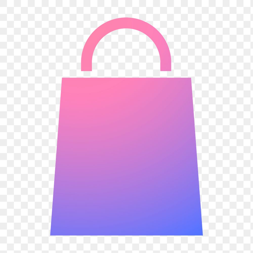 Shopping bag icon png sticker, gradient design, transparent background