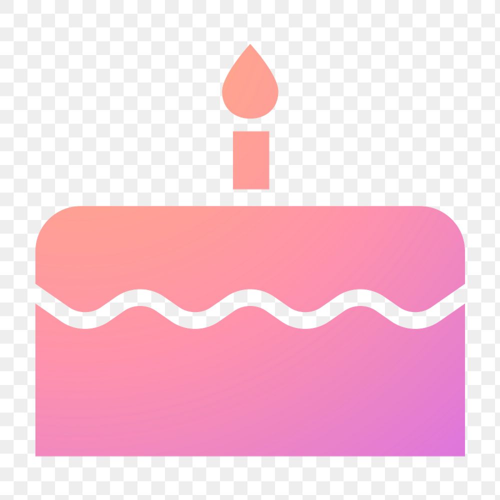 Birthday cake icon png sticker, gradient design, transparent background