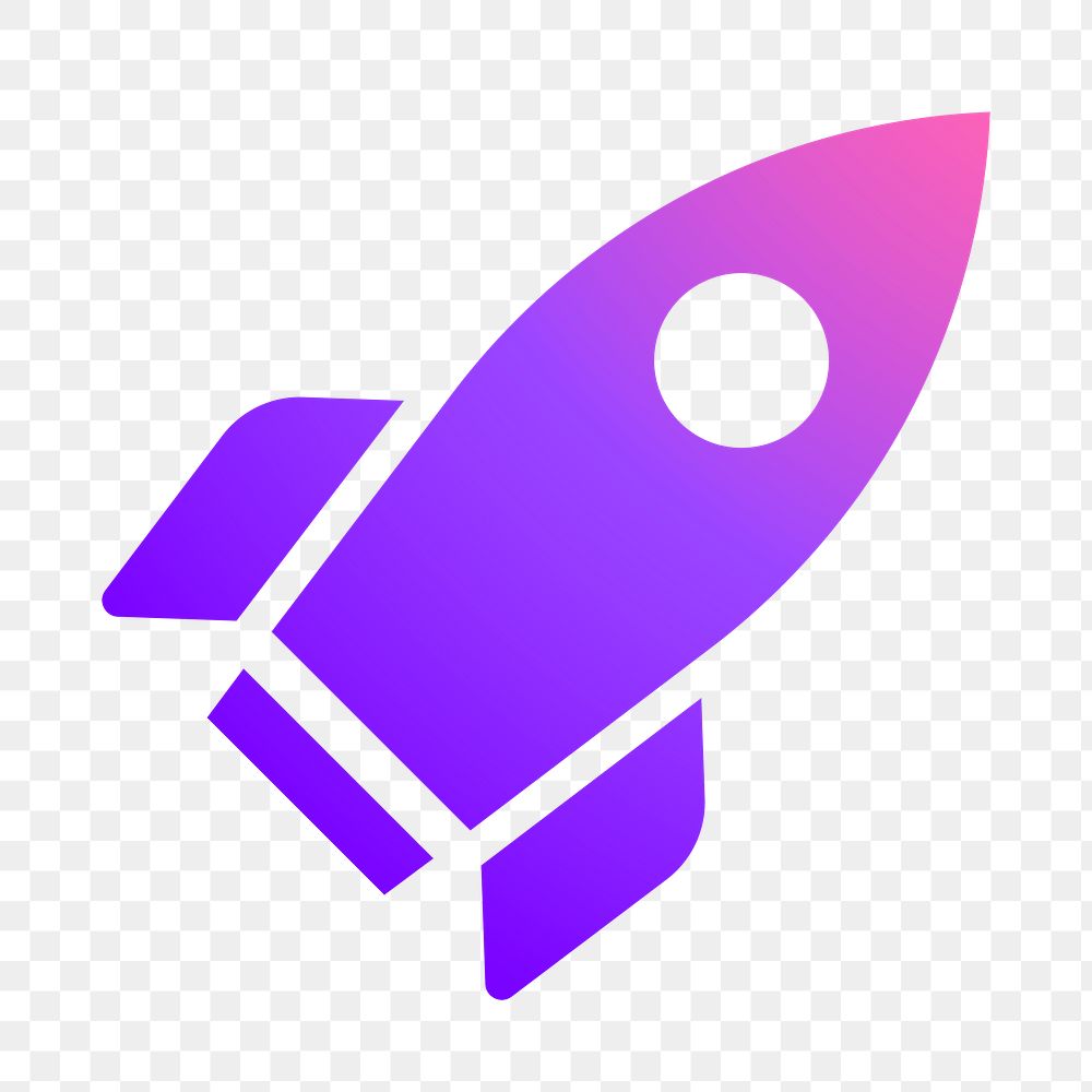Rocket icon png sticker, gradient design, transparent background