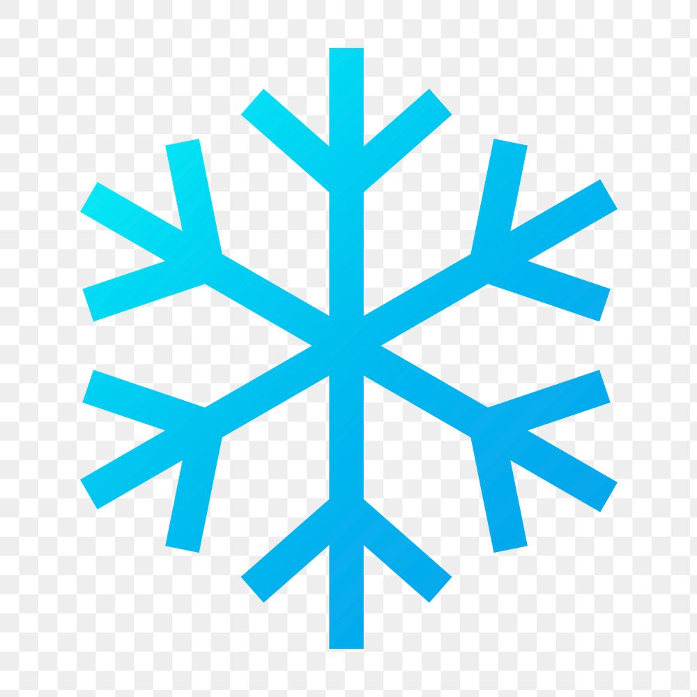 Snowflake icon png sticker, gradient design, transparent background