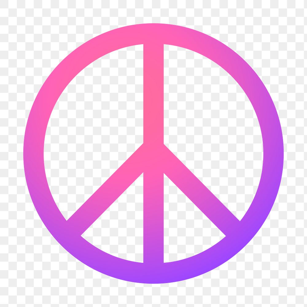 Peace symbol icon png sticker, gradient design, transparent background