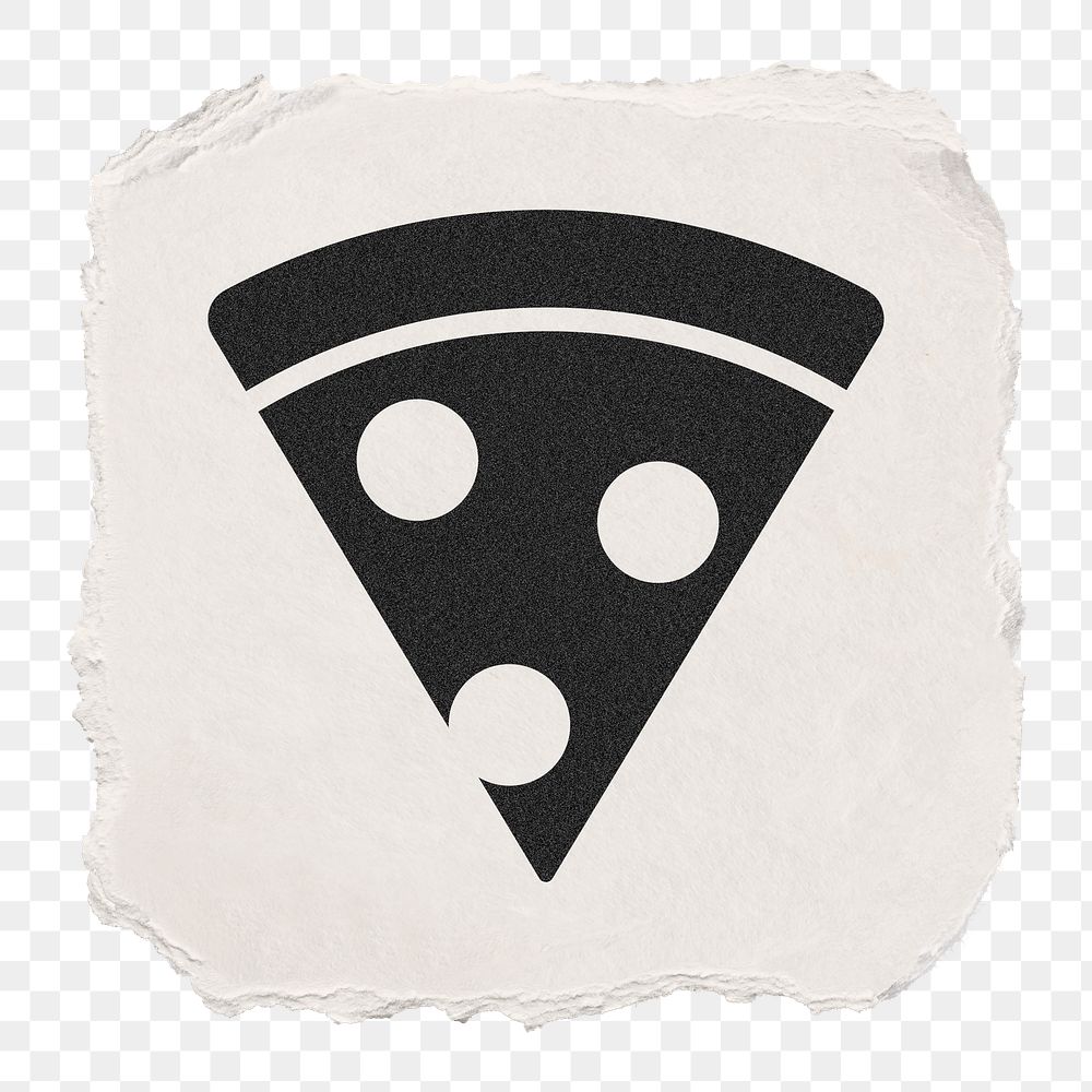 Pizza png icon sticker, ripped paper design, transparent background