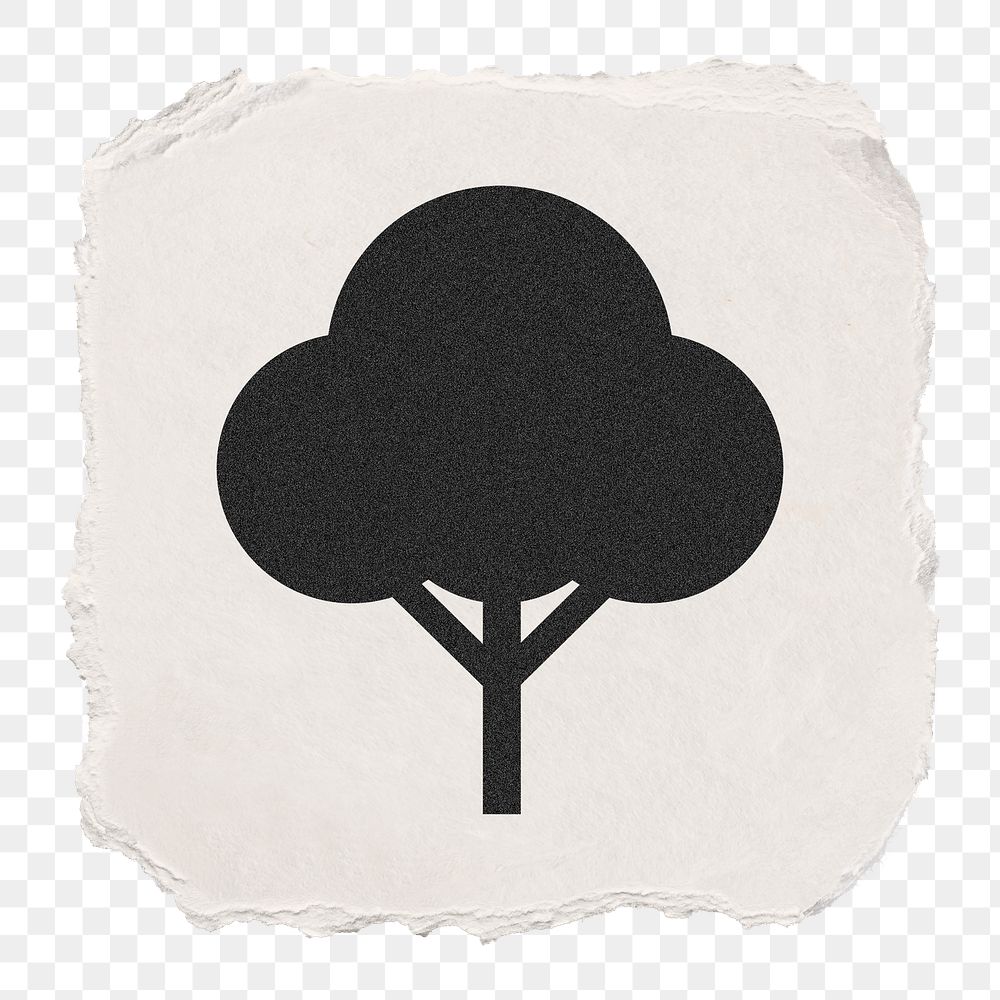 Tree, environment png icon sticker, ripped paper design, transparent background