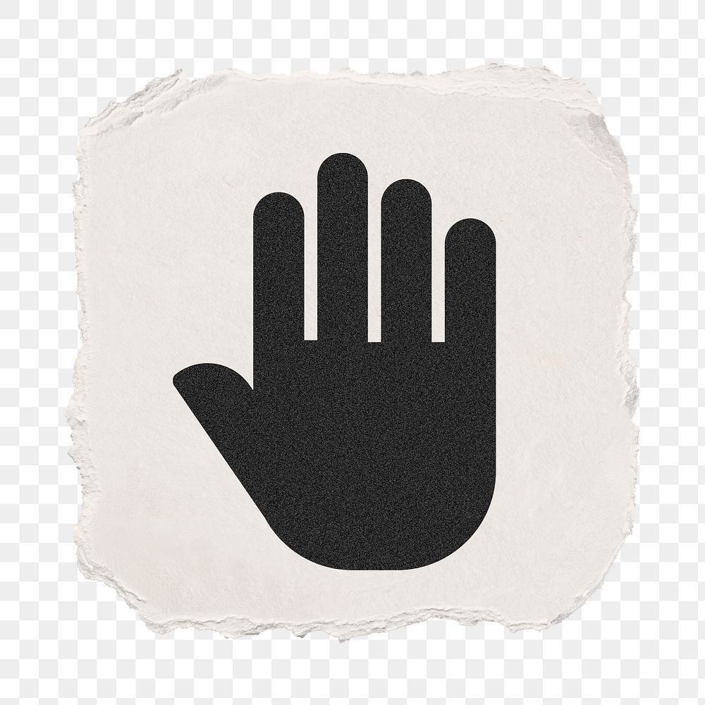 Hand png icon sticker, ripped paper design, transparent background