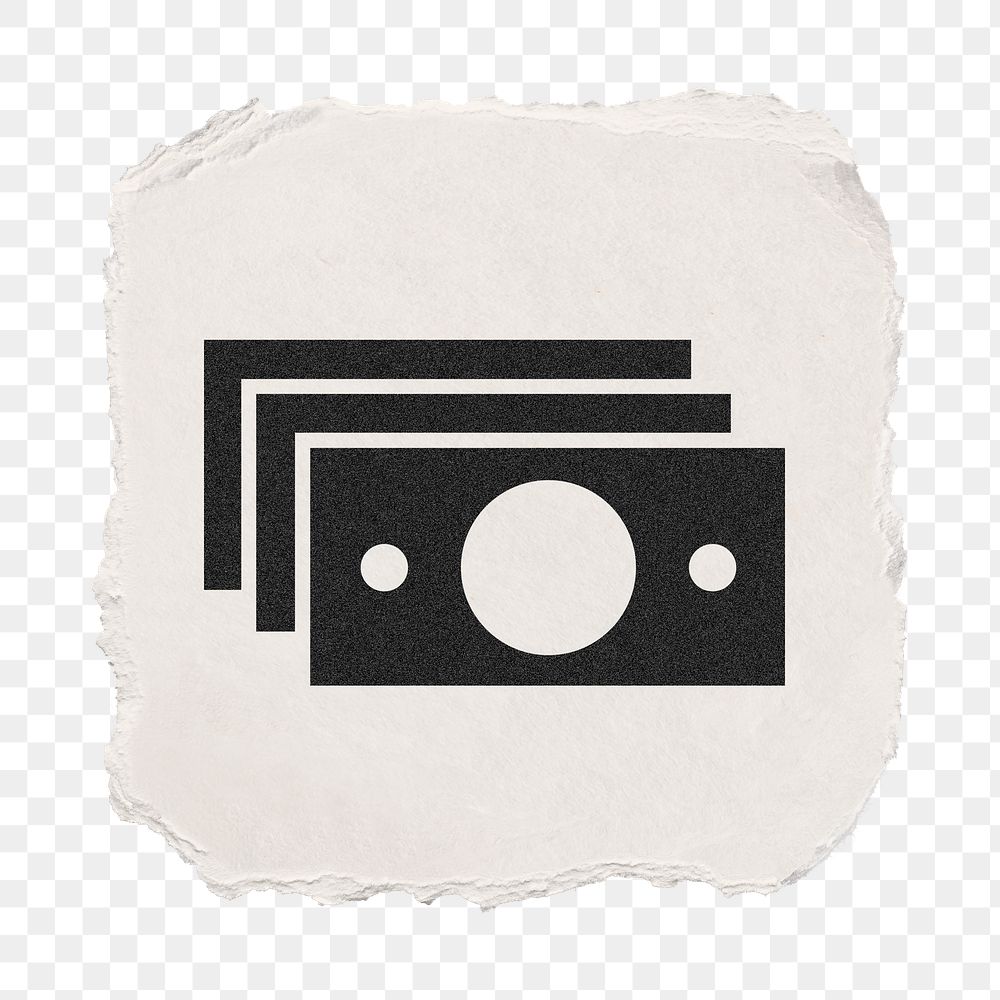 Dollar bills png icon sticker, ripped paper design, transparent background