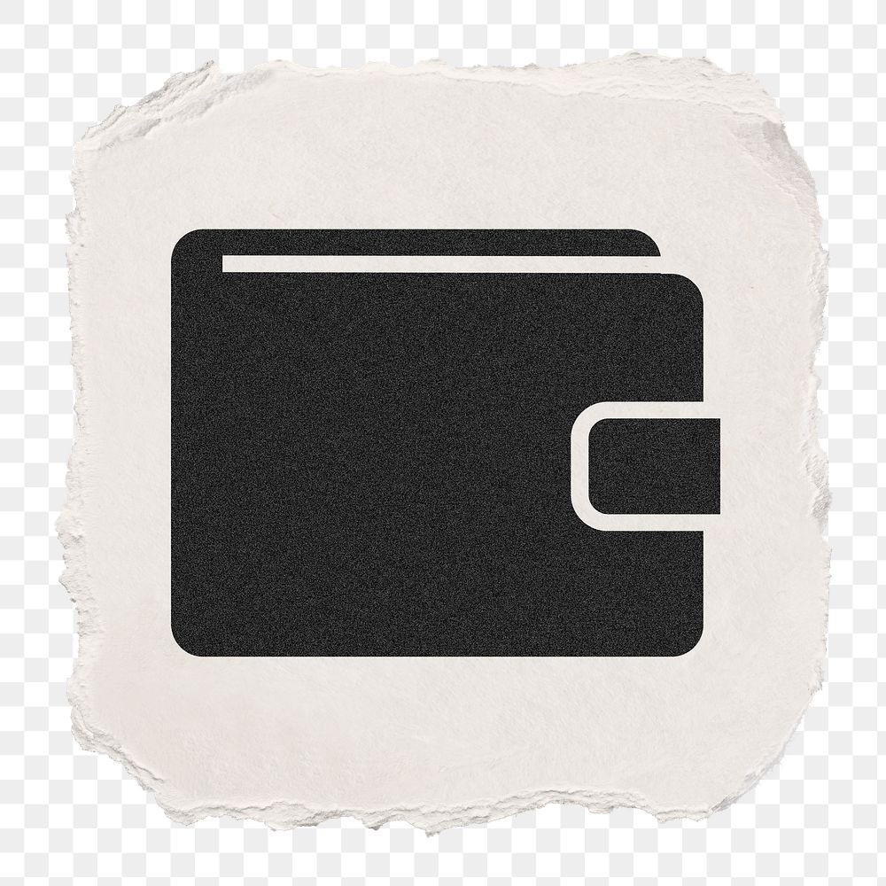 Wallet payment png icon sticker, ripped paper design, transparent background