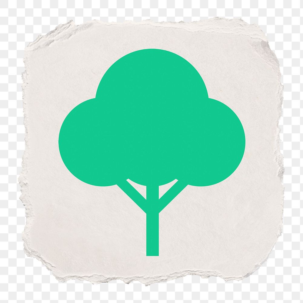 Tree, environment png icon sticker, ripped paper design, transparent background