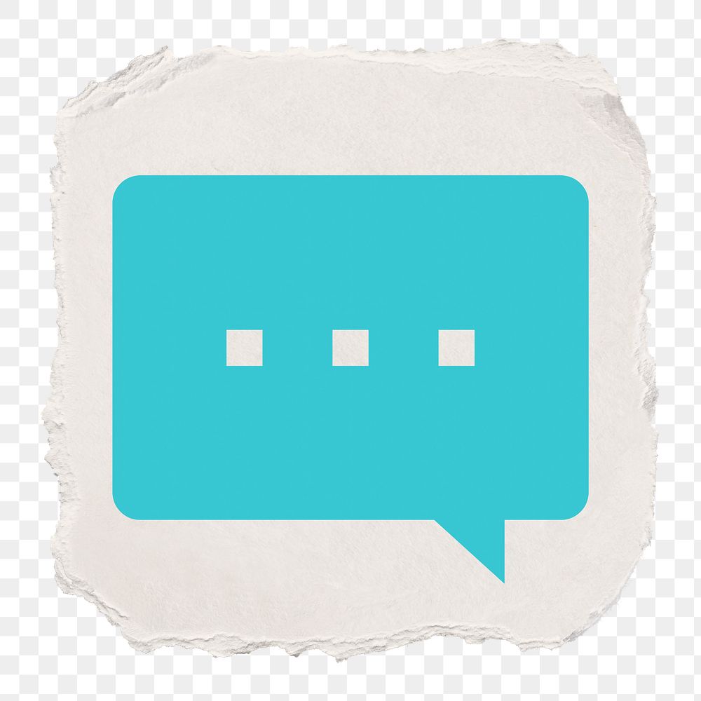 Speech bubble png icon sticker, ripped paper design, transparent background