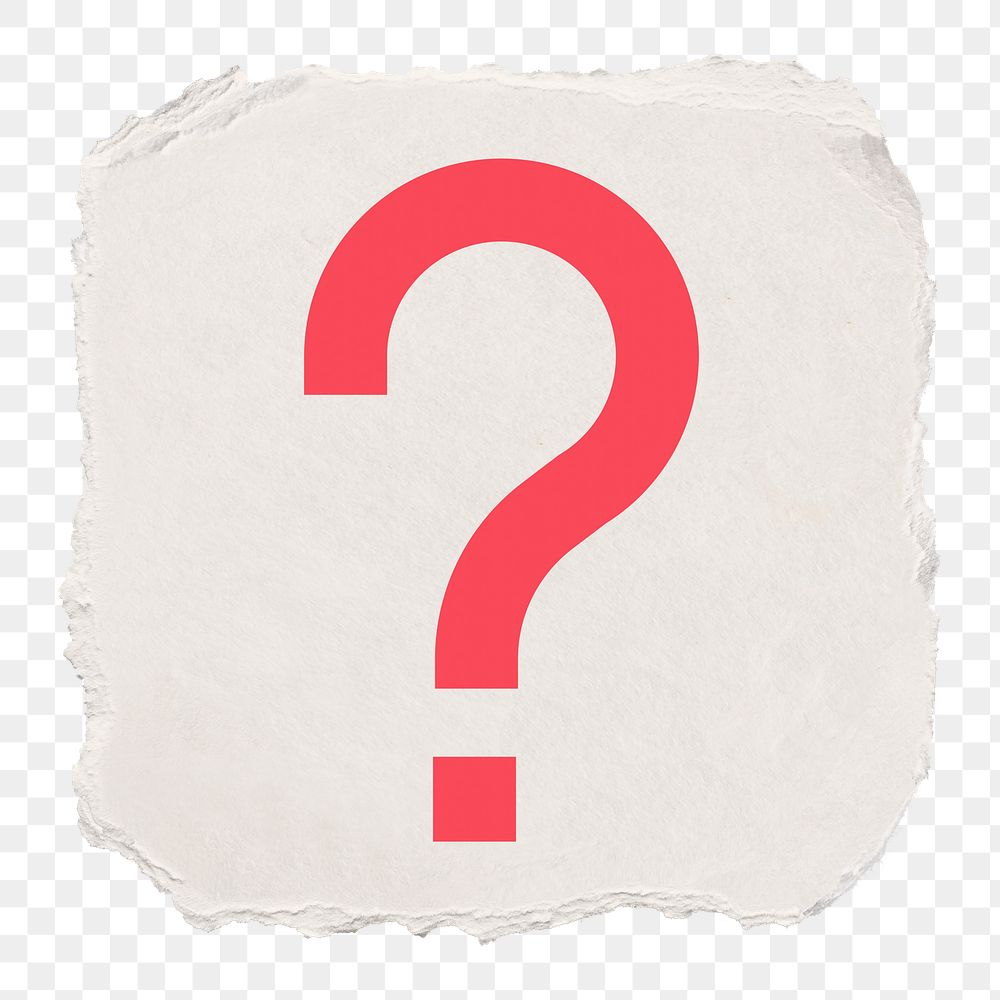 Question mark png icon sticker, ripped paper design, transparent background