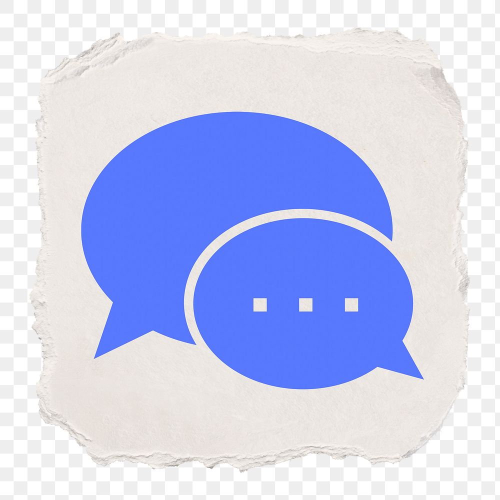 Speech bubble png icon sticker, ripped paper design, transparent background