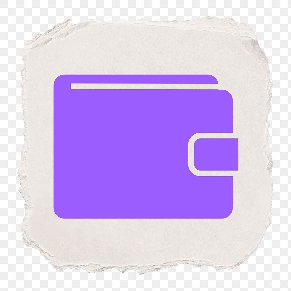 Wallet payment png icon sticker, ripped paper design, transparent background