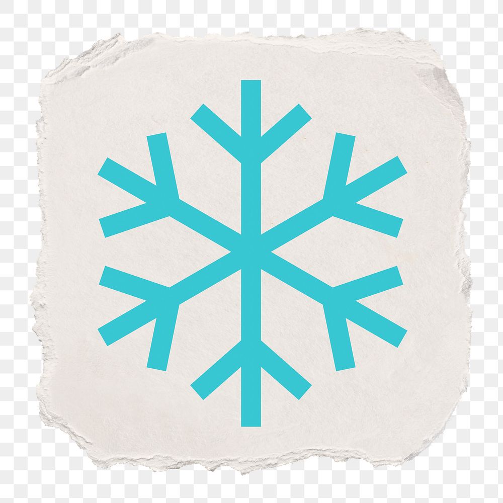 Snowflake png icon sticker, ripped paper design, transparent background