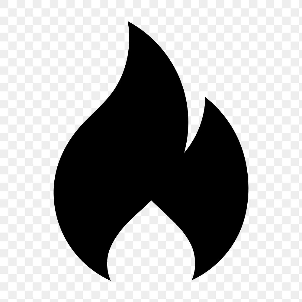 Flame icon png sticker, simple flat design, transparent background