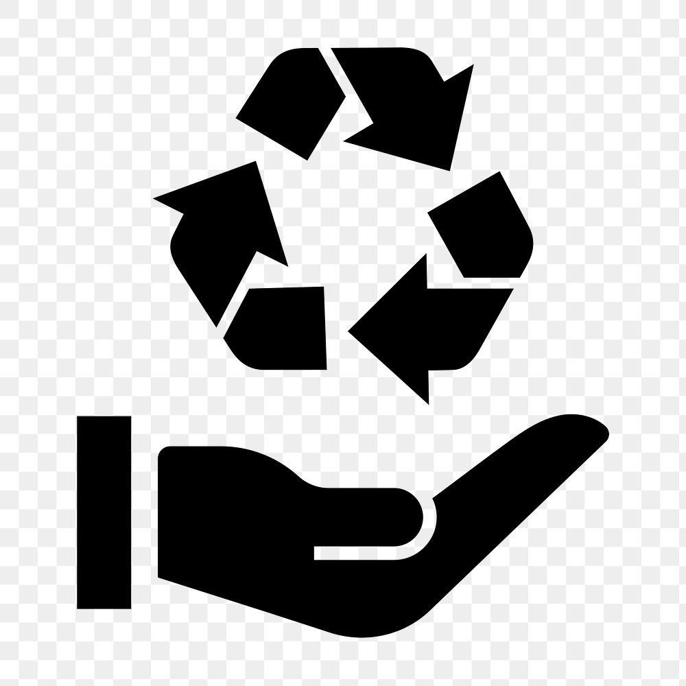 Recycle hand icon png sticker, simple flat design, transparent background