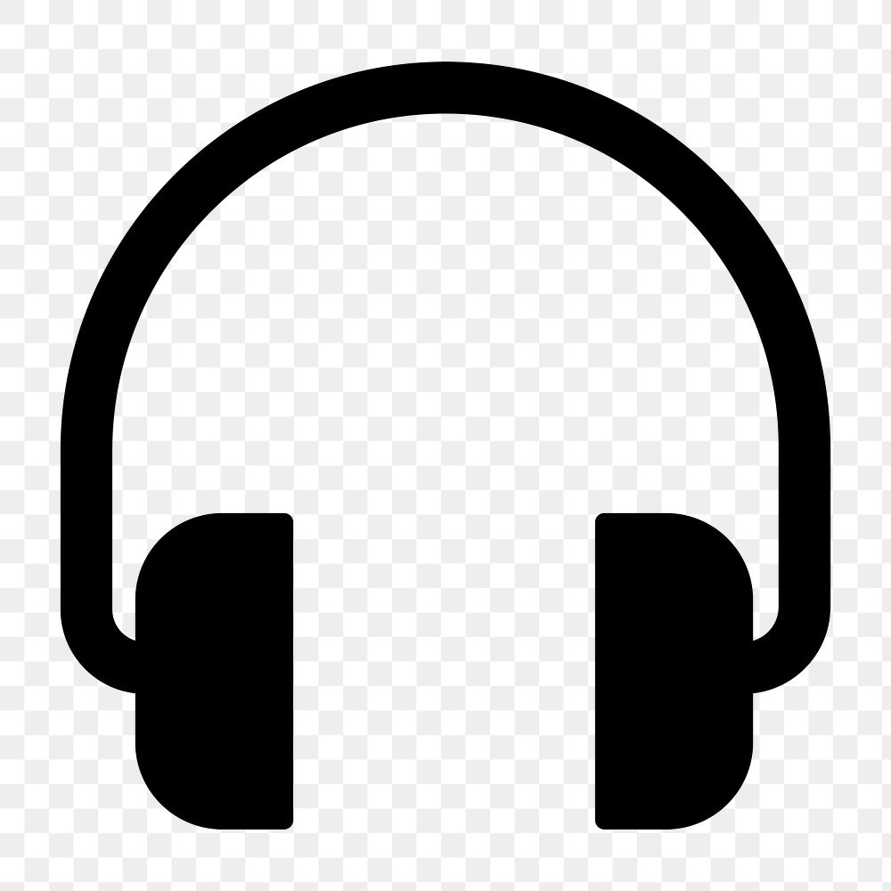 Headphones png music icon sticker, simple flat design, transparent background
