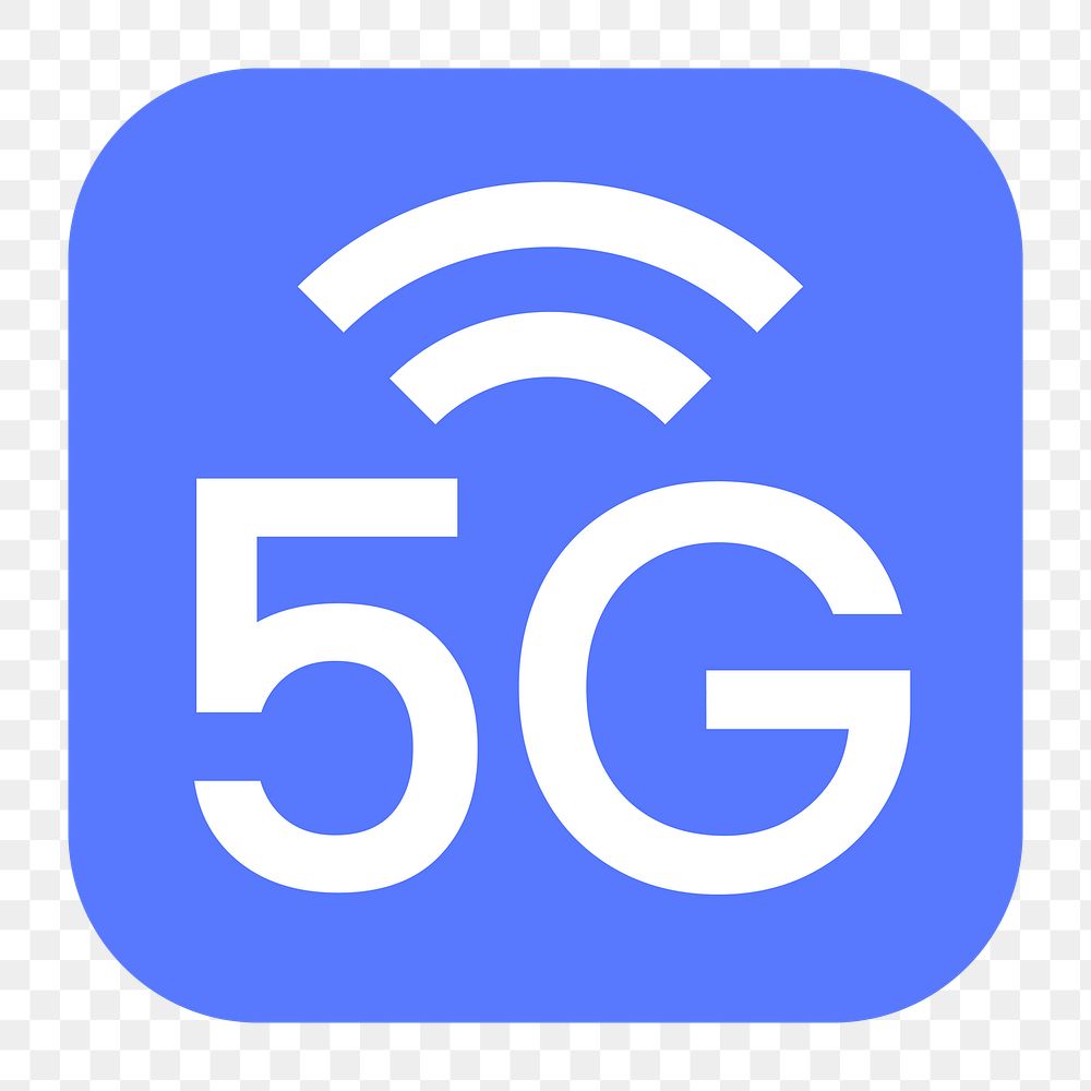 5G network png sticker, flat square icon, transparent background