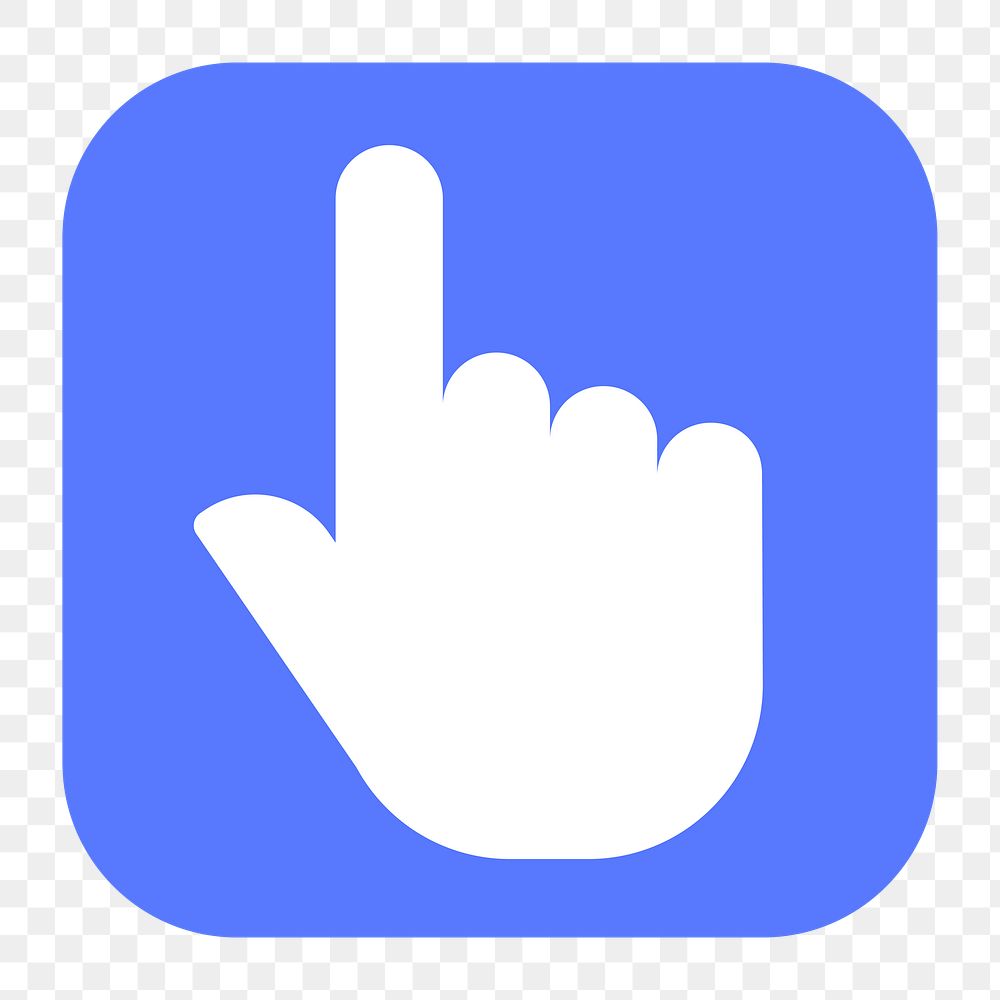 Pointing hand png sticker, flat square icon, transparent background