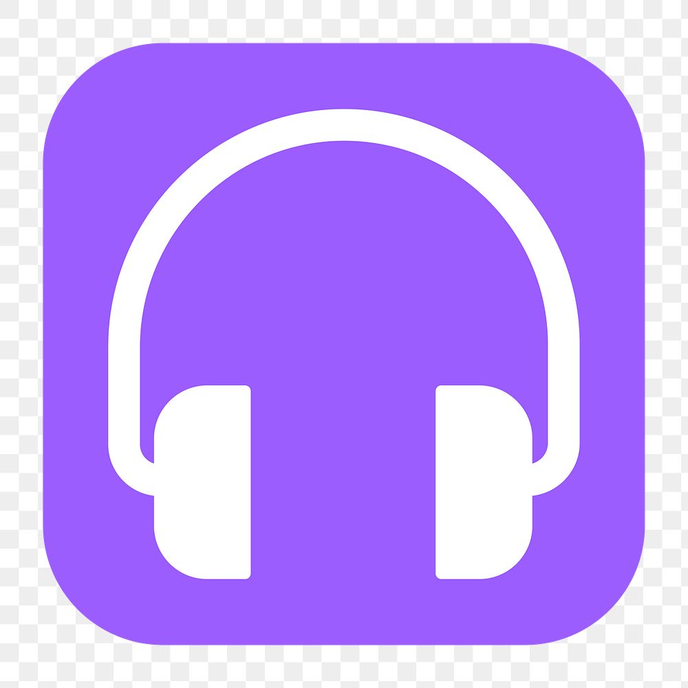 Headphones, music png sticker, flat square icon, transparent background