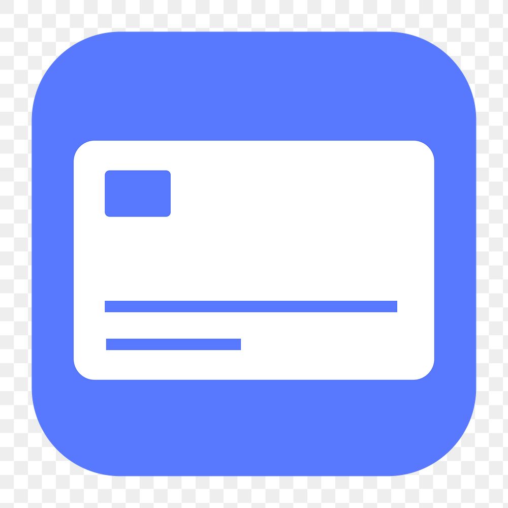 Credit card png sticker, flat square icon, transparent background