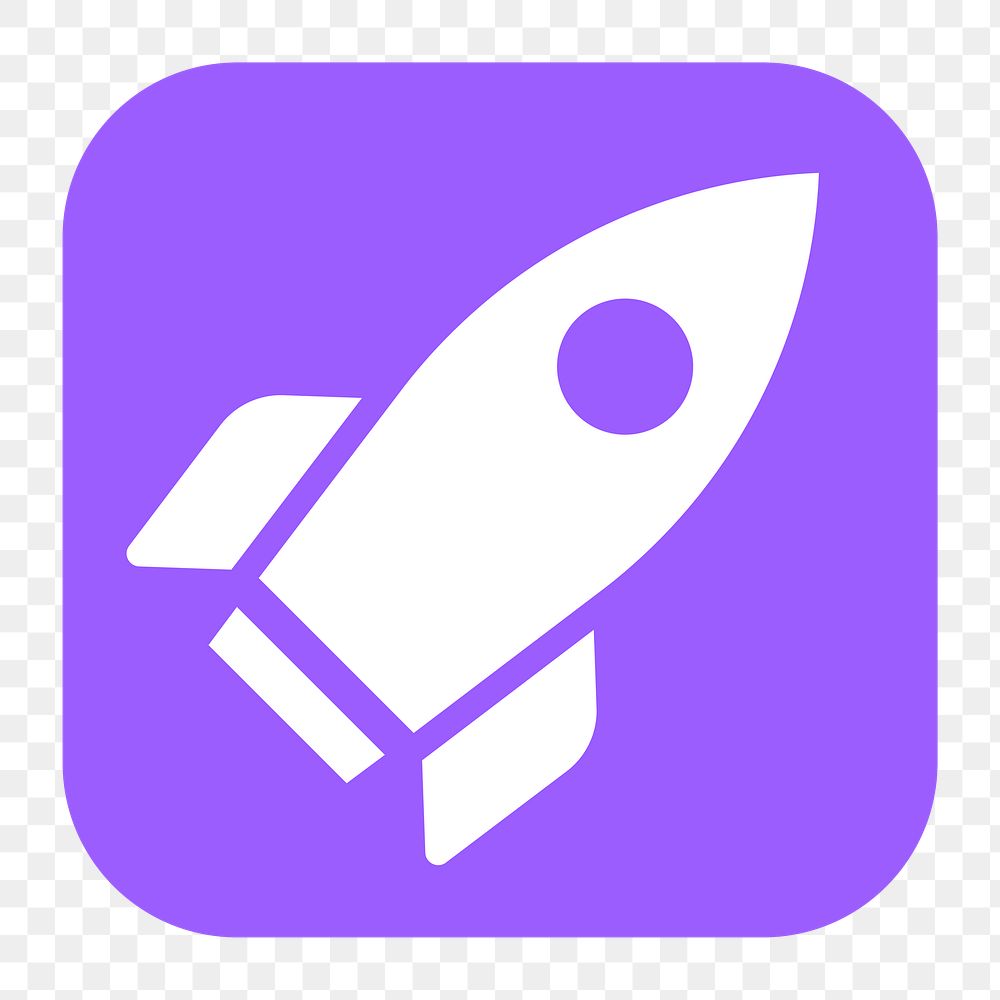 Rocket png sticker, flat square icon, transparent background