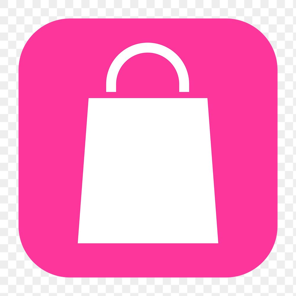 Shopping bag png sticker, flat square icon, transparent background