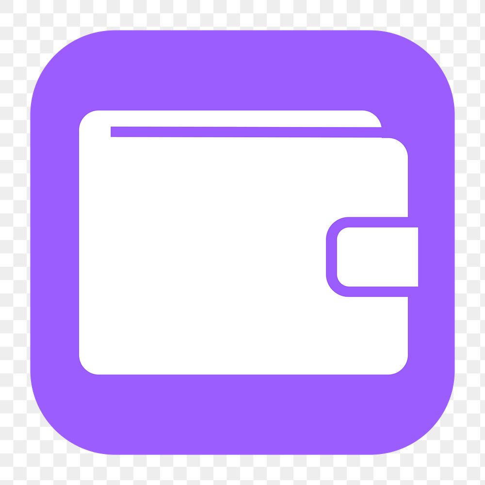 Wallet payment png sticker, flat square icon, transparent background