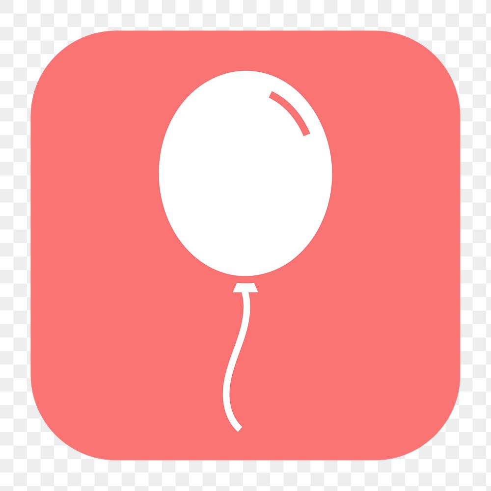 Floating balloon png sticker, flat square icon, transparent background