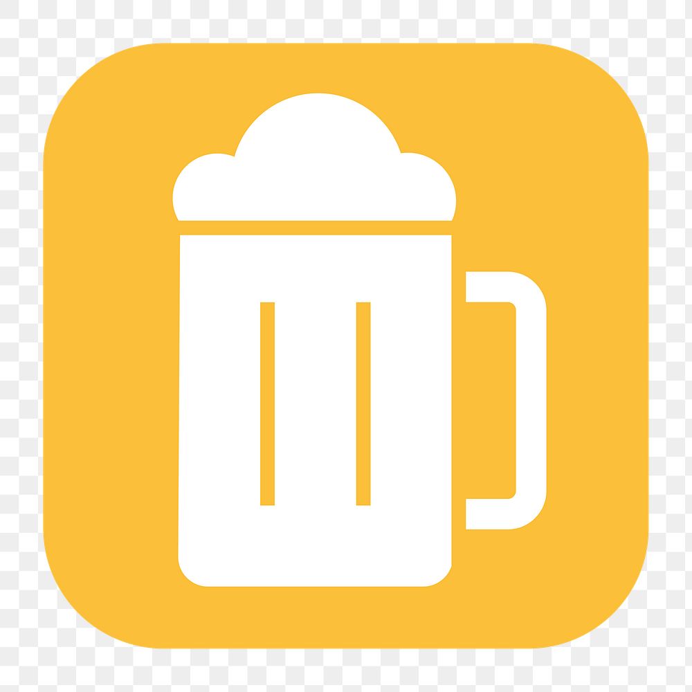 Beer glass png sticker, flat square icon, transparent background