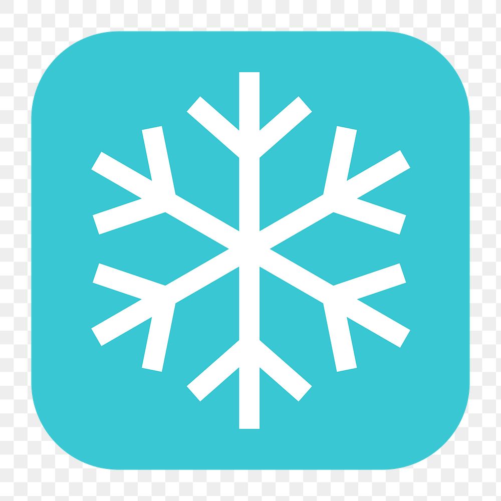 Snowflake png sticker, flat square icon, transparent background