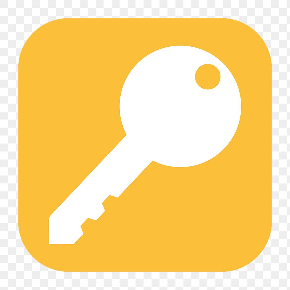 Key, safety png sticker, flat square icon, transparent background