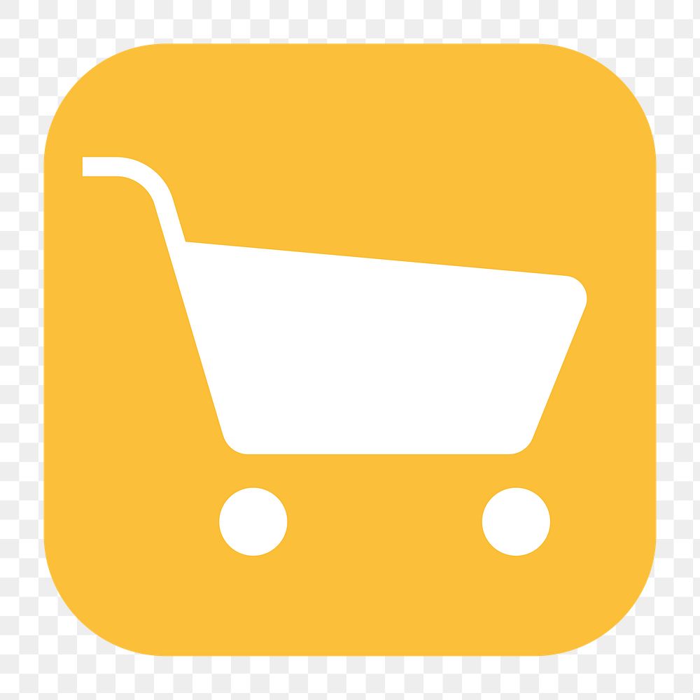 Shopping cart png sticker, flat square icon, transparent background