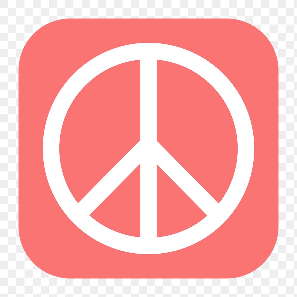 Peace symbol png sticker, flat square icon, transparent background