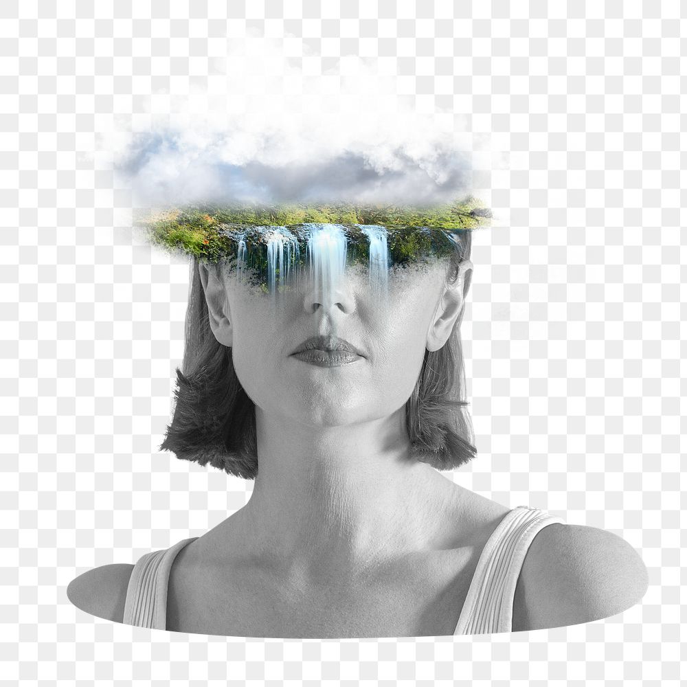 Surreal woman png sticker, environment, transparent background