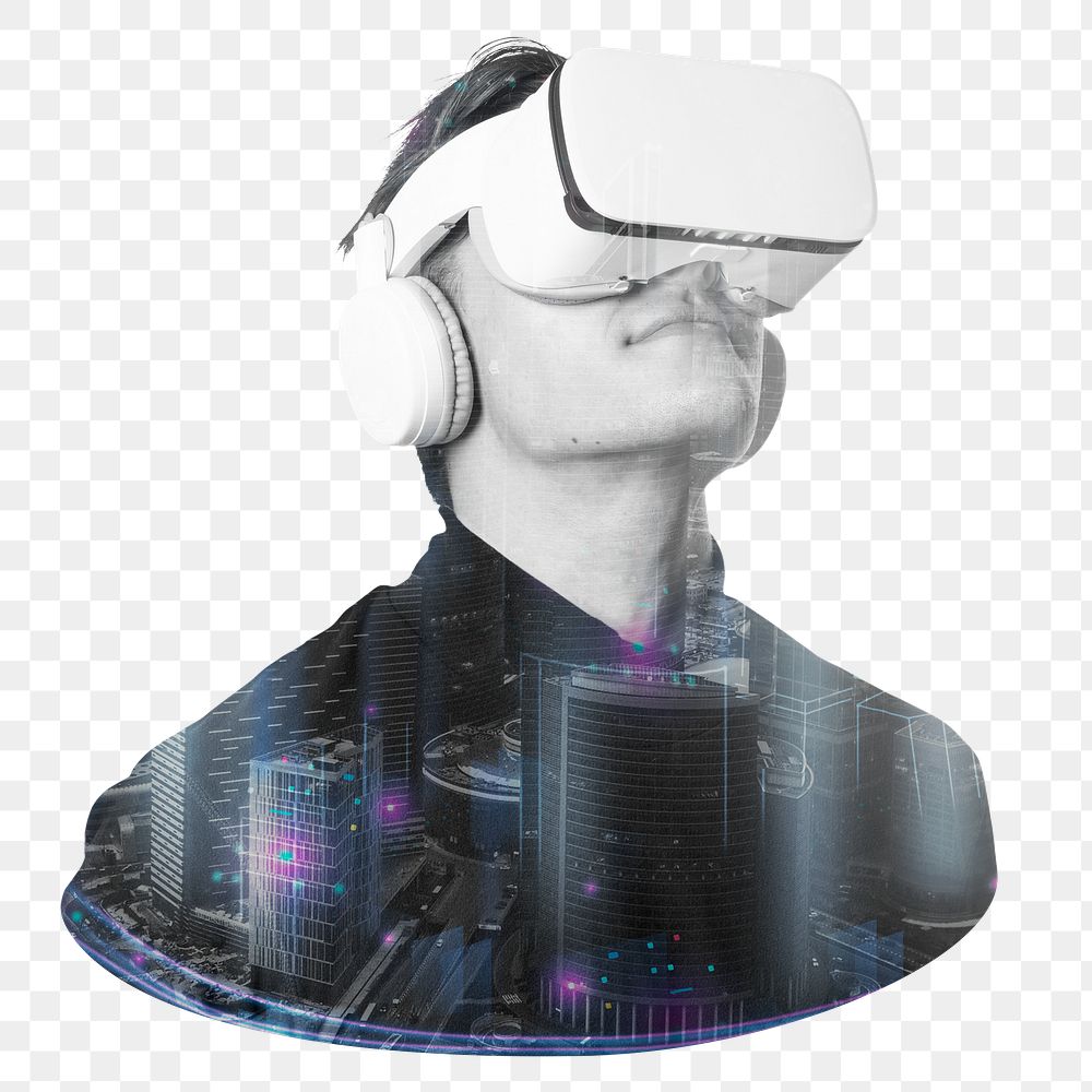 VR headset png sticker, technology remixed media design, transparent background