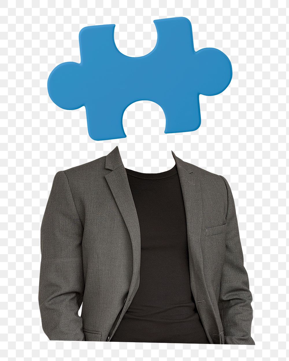 Jigsaw head png businessman sticker, business strategy remixed media, transparent background
