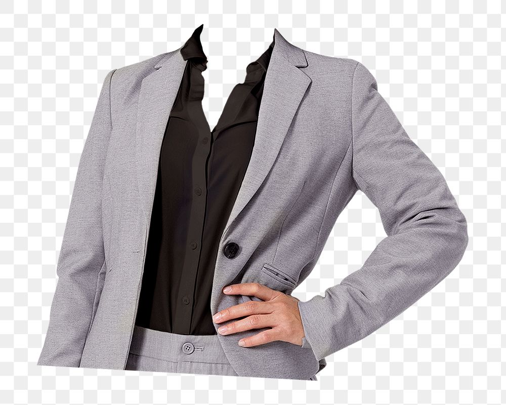 Headless businesswoman png sticker, wearing suit image, transparent background