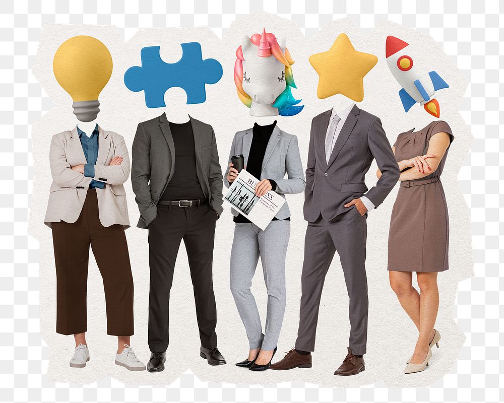 Successful business png team sticker, teamwork remixed media, transparent background