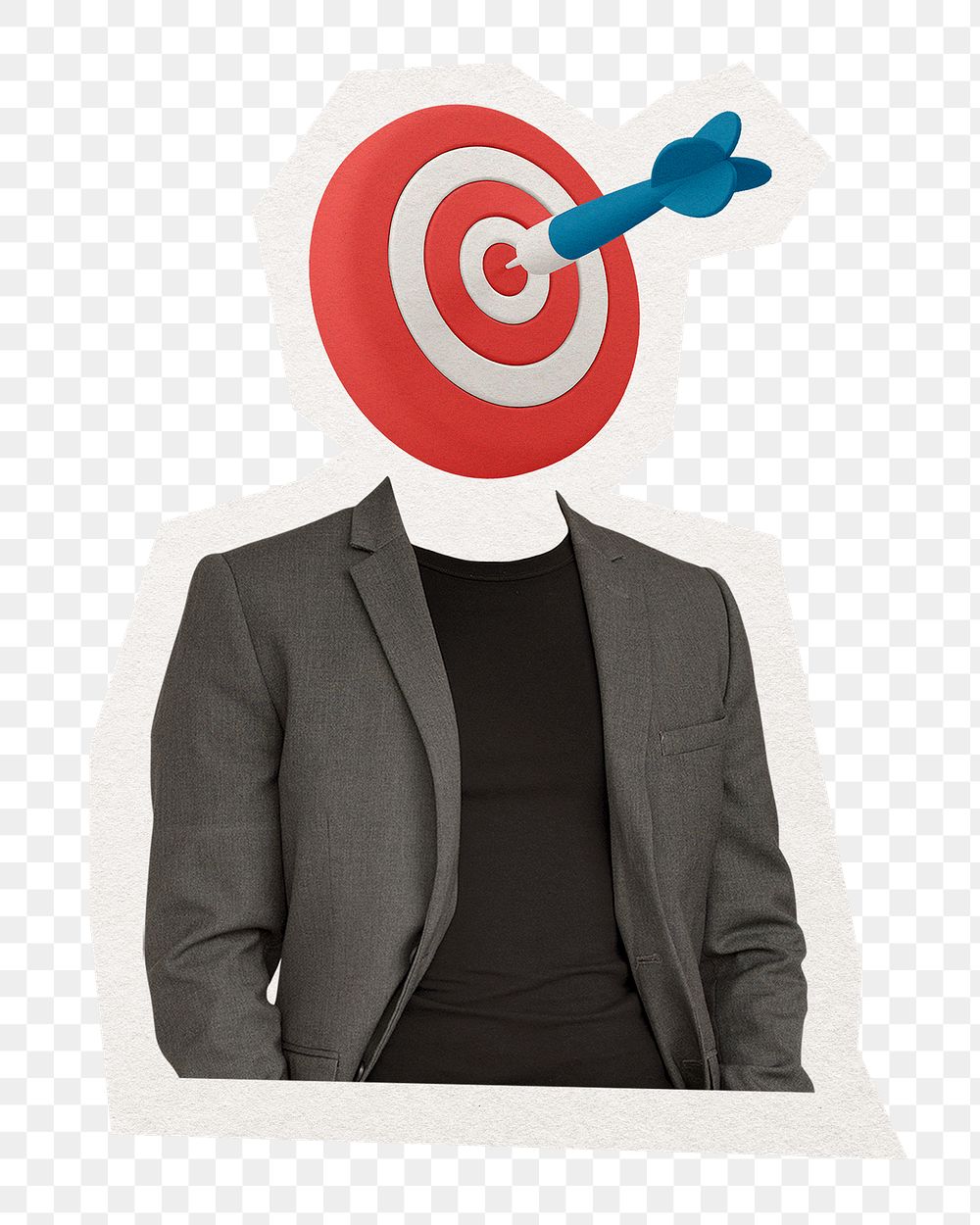 Dartboard head png businessman sticker, business targeting remixed media, transparent background