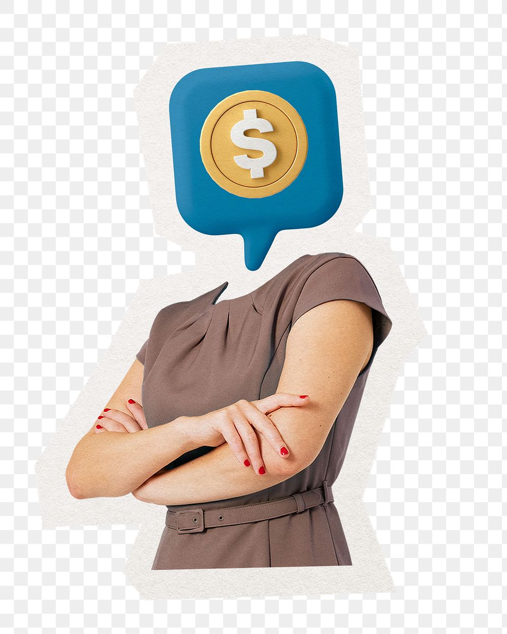 Money head png businesswoman sticker, accountant, finance remixed media, transparent background