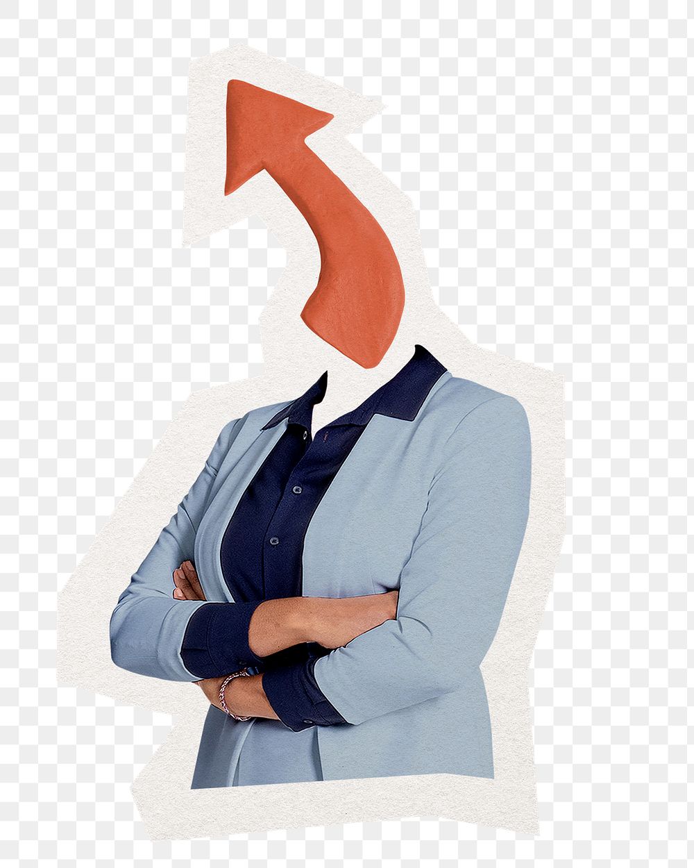 Upward arrow png businesswoman sticker, profit growth business remixed media, transparent background