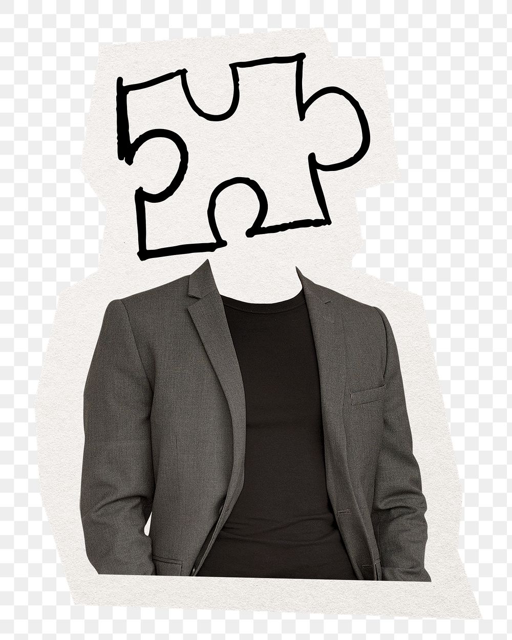 Jigsaw head png businessman sticker, business strategy remixed media, transparent background