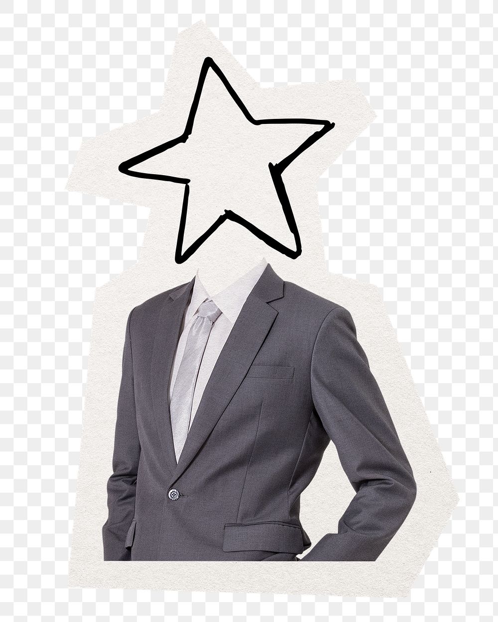 Star head png businessman sticker, top employee remixed media, transparent background