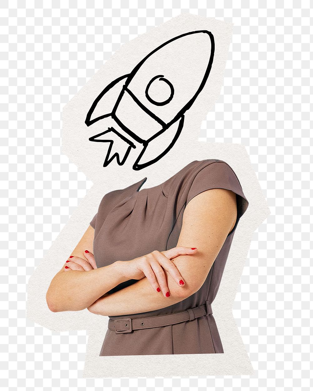 Rocket head png businesswoman sticker, startup, business launch remixed media, transparent background