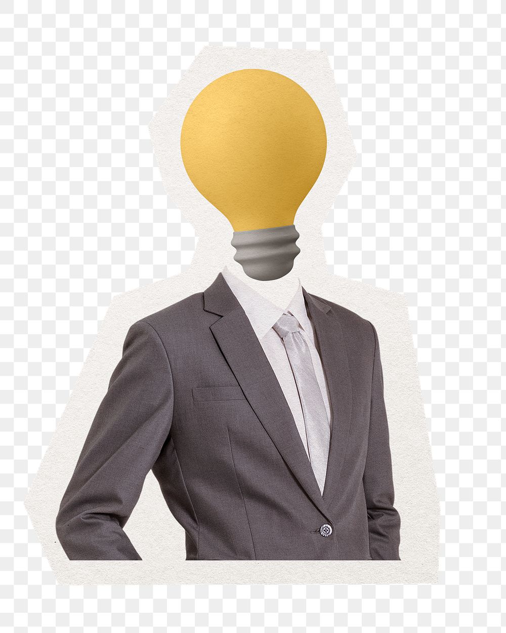 Businessman png light bulb head sticker, business, creative remixed media, transparent background