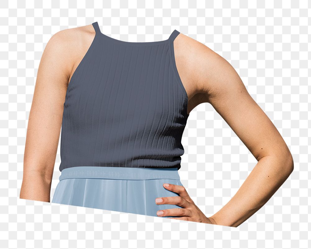 Headless woman png tank top, women's fashion image, transparent background