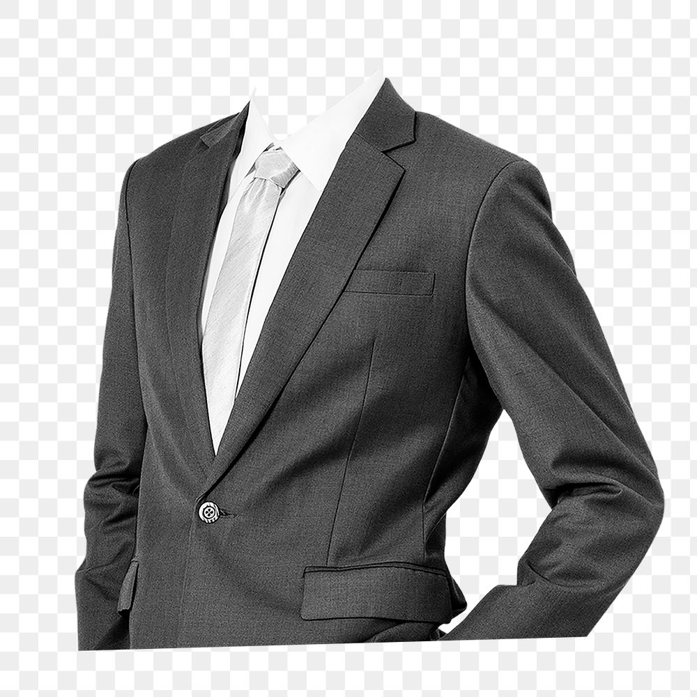 Headless businessman png sticker, wearing suit image, transparent background