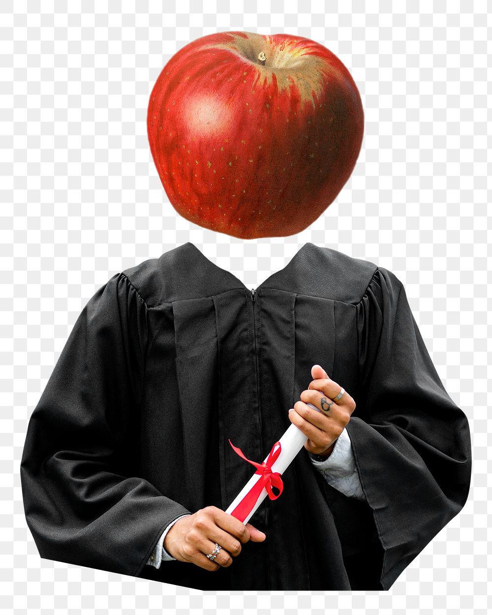 Apple head png graduate sticker, education remixed media, transparent background