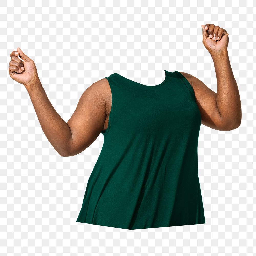 Headless woman png tank top, women's fashion image, transparent background