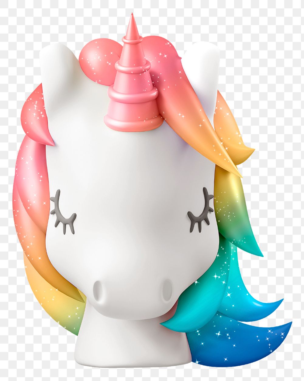 3D unicorn head png sticker, startup business on transparent background
