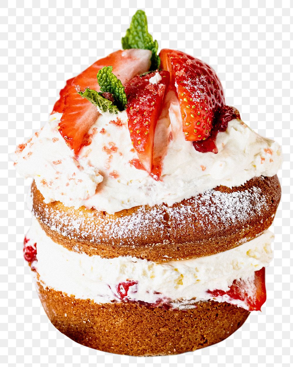 Strawberry sponge cake png sticker, dessert on transparent background